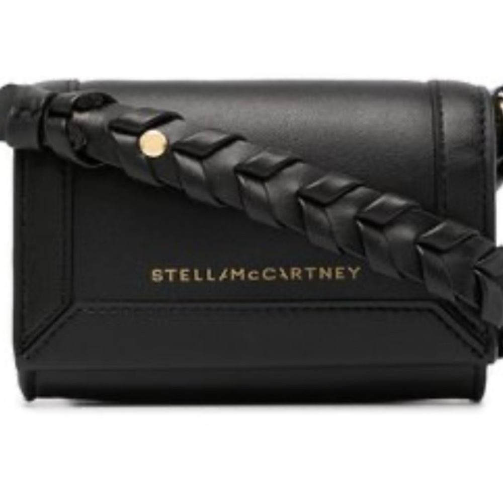 NWT STELLA MCCARTNEY BLK LEATHER PHONE/CARD Crossbody